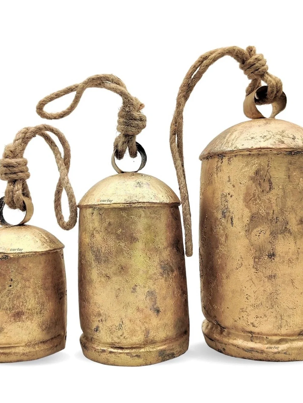NWOB Handicrafts Vintage Rustic Metal Harmony Cow Bells Set of 3 Huge Rustic